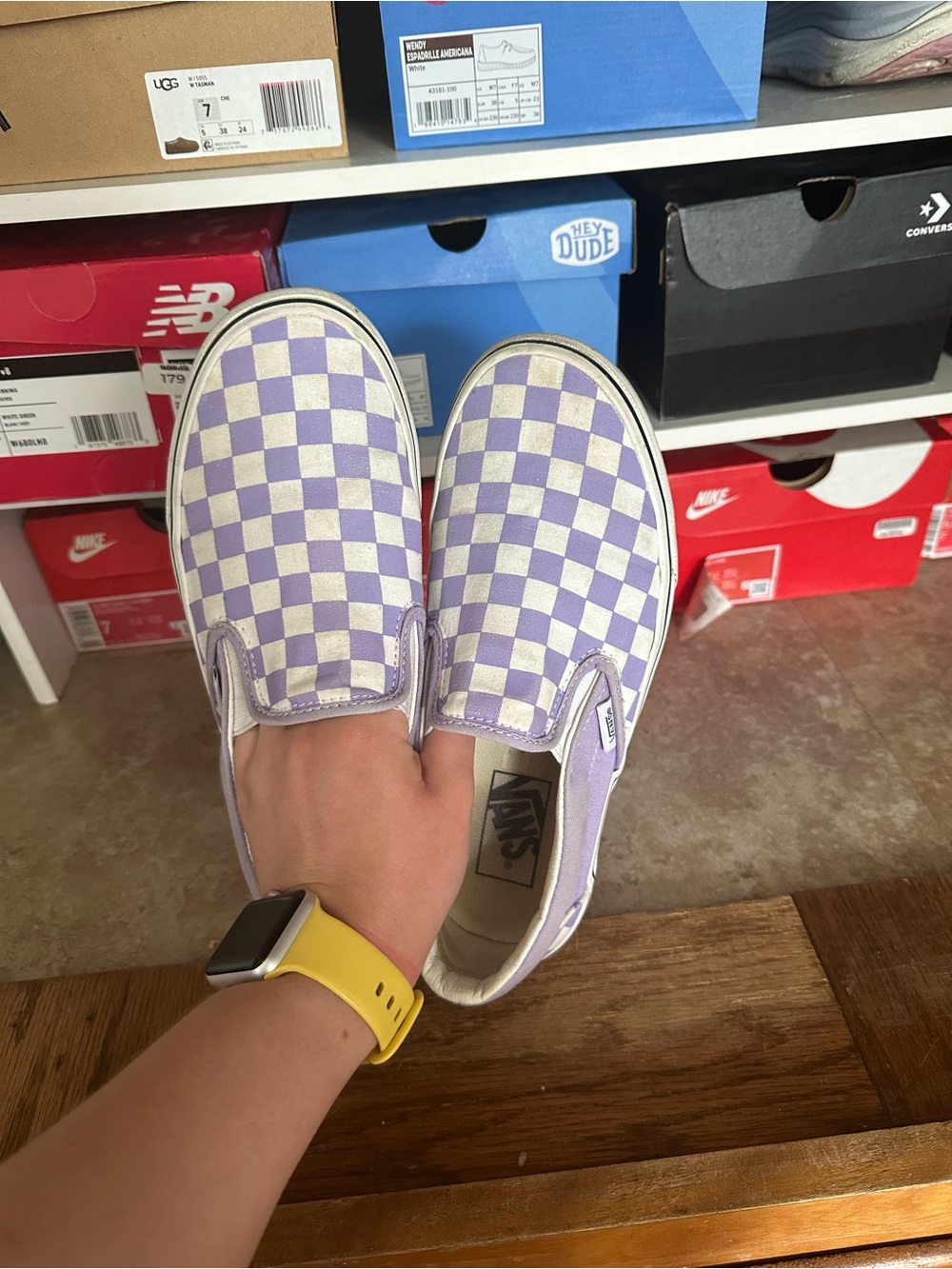 Vans Checkerboard Slip-On Sneakers - Lavender and White